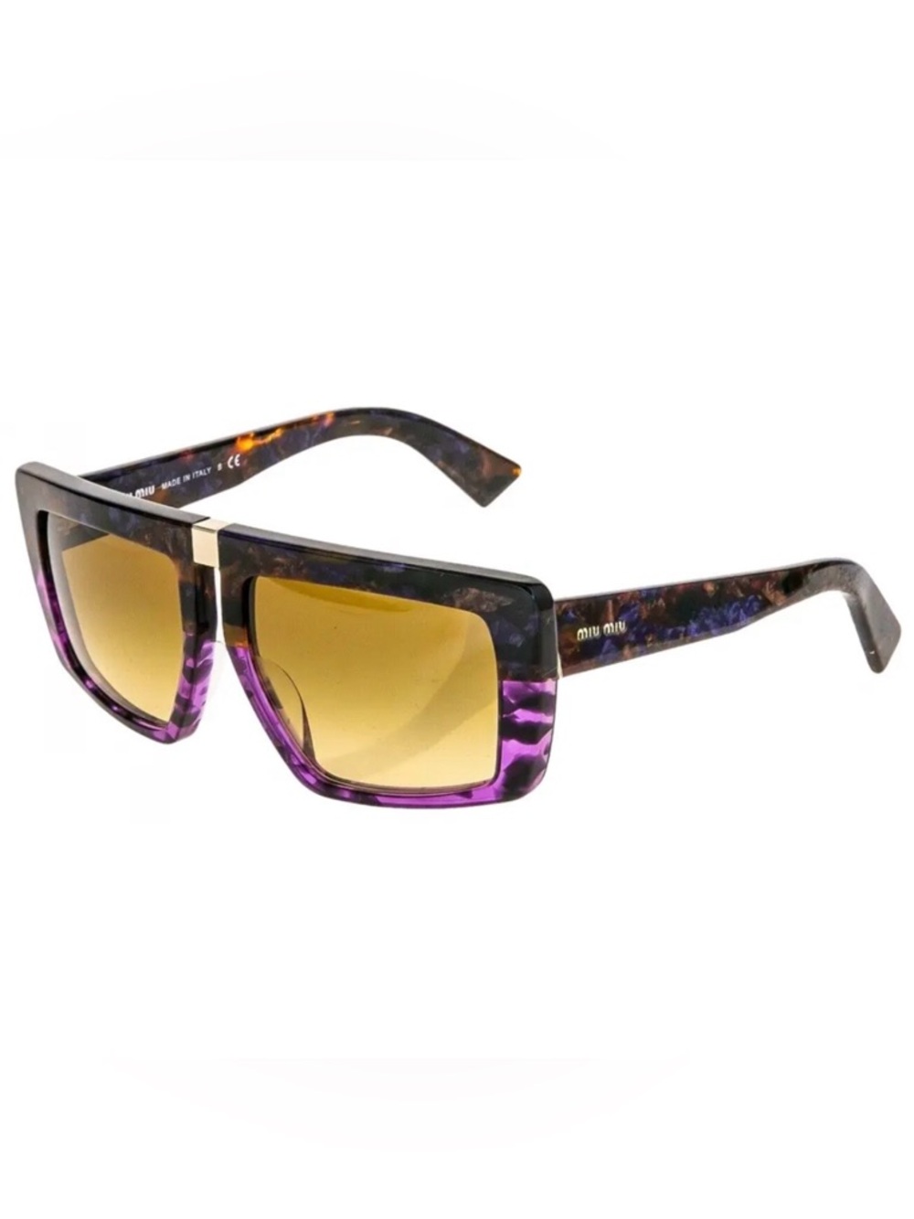 MIU MIU Maquillage Purple Brown MARBLE Havana Rectangle Sunglasses (read below)